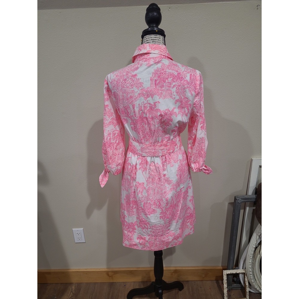 Lilly Pulitzer Amrita 3/4 Sleeve Cotton Shirtdress toille print Women SZ 0 vaca - Picture 7 of 12